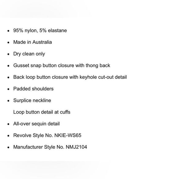 NOOKIE Veda White Sequin Deep Plunge Bodysuit. XS. NWT. - Picture 8 of 11